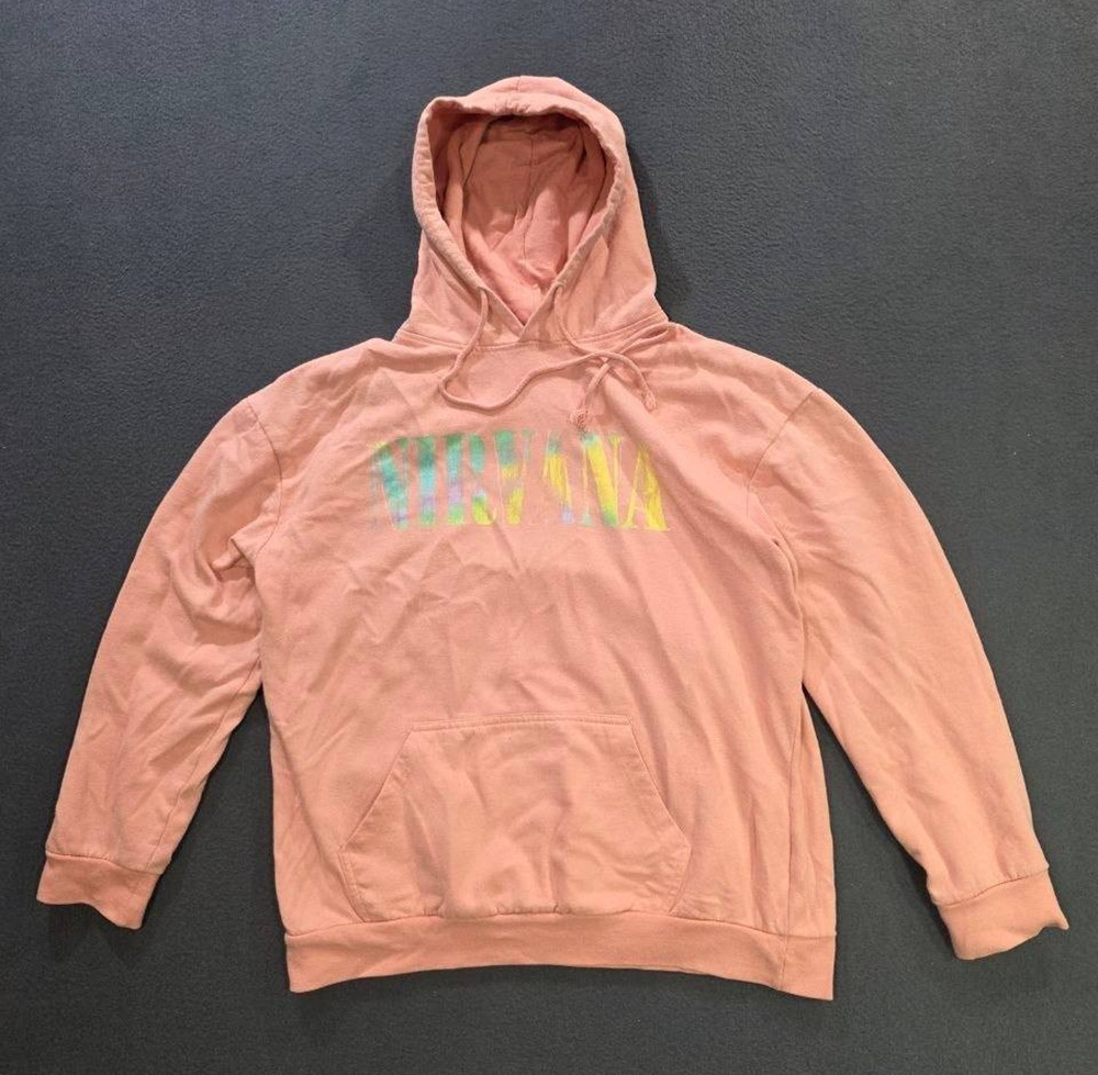 NIRVANA Grunge Hoodie Unisex Sweatshirt Y2K preppy pink Large A010823